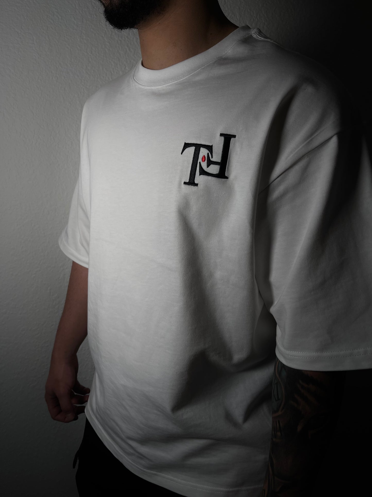 "Omnipotent" Oversized Short Sleeve Shirt (White)